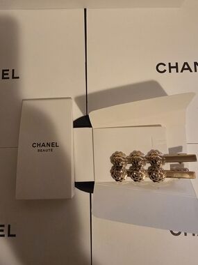 Chanel Gold Camellia Hair Clips